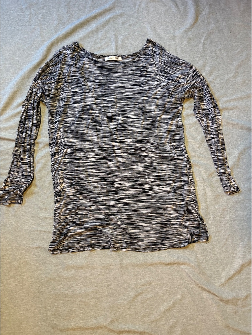 August Silk Women’s Black White Space Dye Long Sleeve Tunic Top No Size Tag
